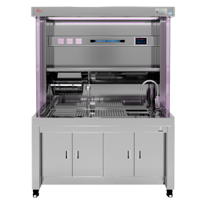 304 Stainless Steel Grossing Station with dual-side tempered glass, UV sterilization, and bone tissue crusher