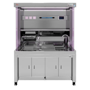 Stainless steel Grossing Station with laminar airflow and down-draft ventilation