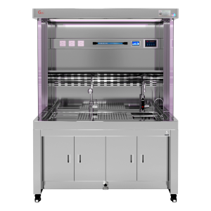 Grossing Station with dual-side tempered glass, UV sterilization, and formalin filling system