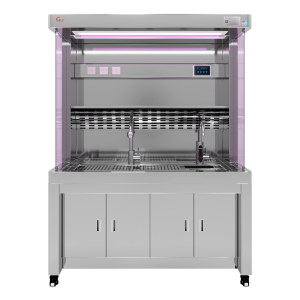 304 Stainless Steel Grossing Station with dual-side tempered glass, UV sterilization, and bone tissue crusher