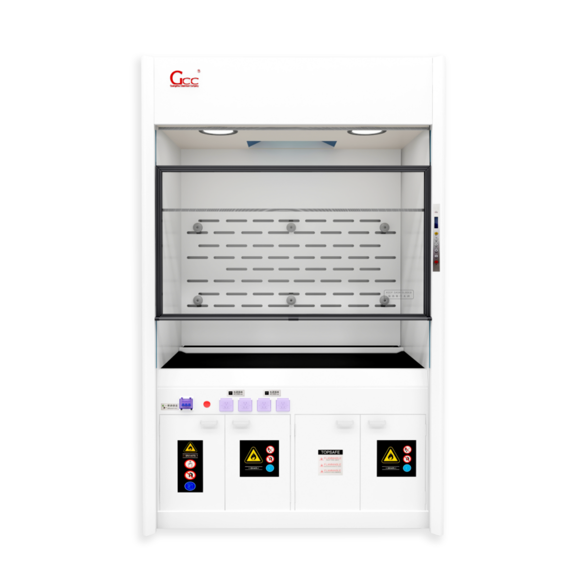 GCC-TFG-1200 Fume Hood with full stainless steel construction and integrated control panel.