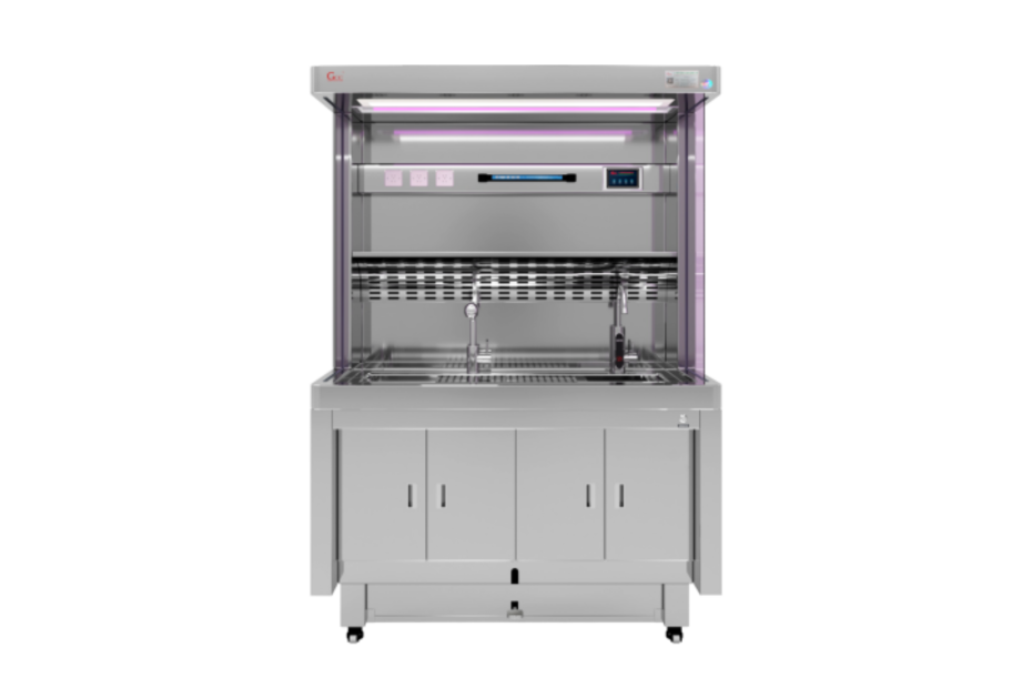Pathology grossing table with stainless steel structure and built-in ventilation system