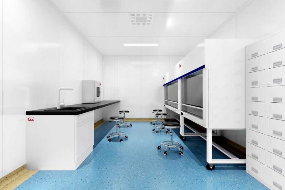 Bench laboratory with modular design and ceramic top