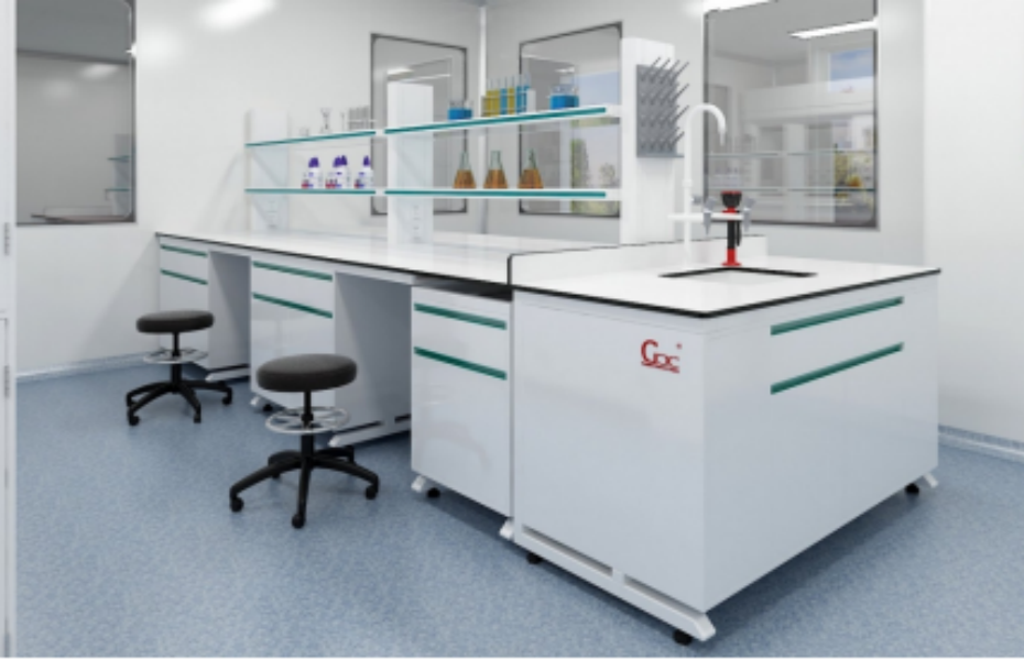 Laboratory benches and cabinets with modular design and ceramic top