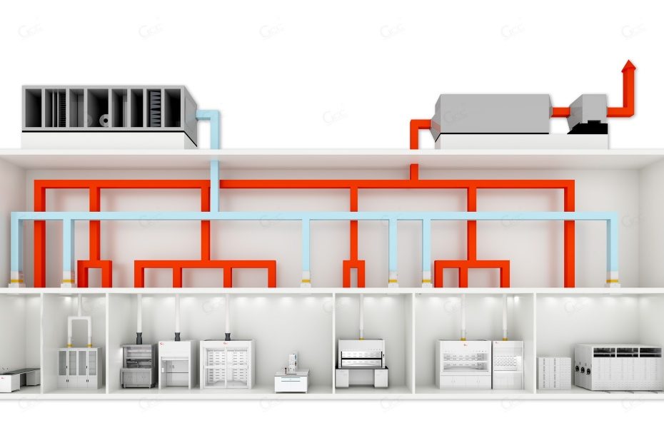 Local exhaust hood over tissue processing and staining equipment
