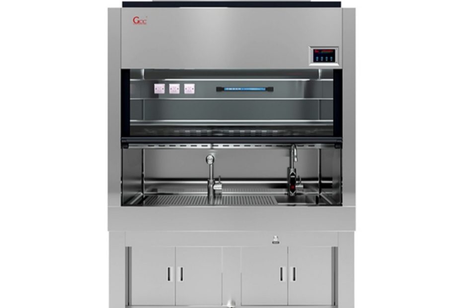 Pathology grossing station with down draft ventilation system and stainless steel workspace