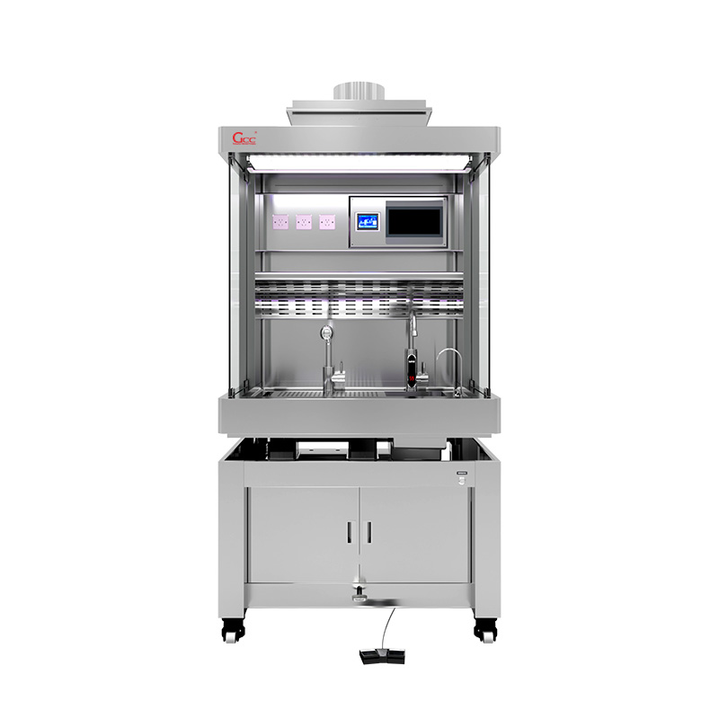 pathology grossing station with ventilation and sink stainless steel workstation