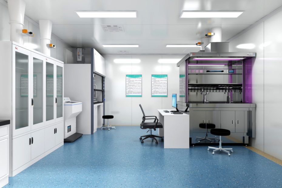 Pathology laboratory layout design with optimized workflow and equipment placement