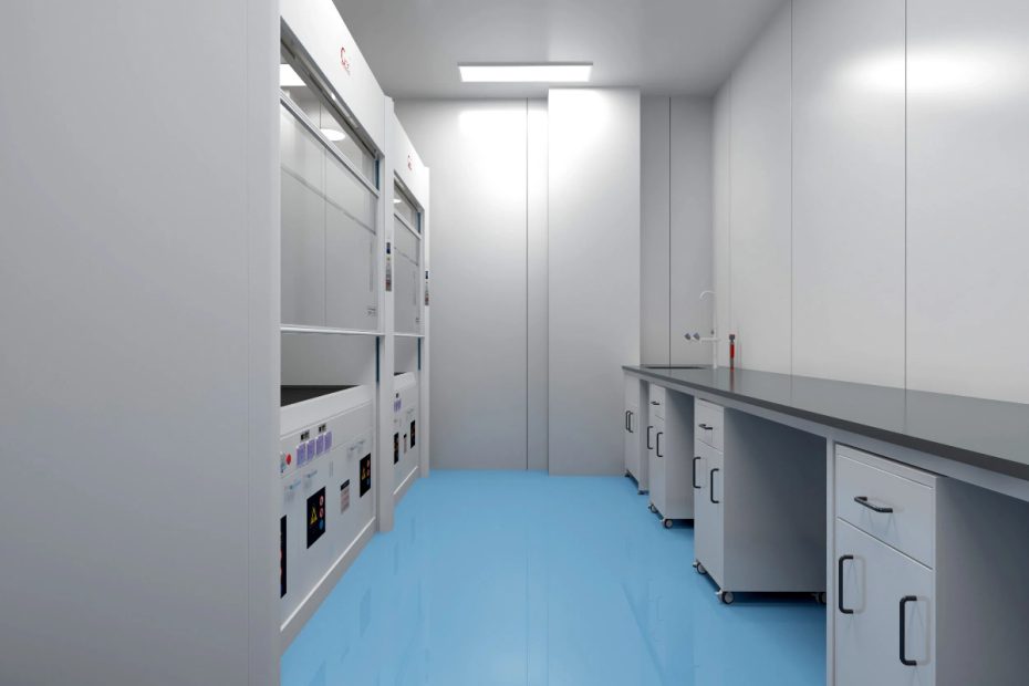 Cytology preparation laboratory with specimen processing workstation and clean laboratory environment