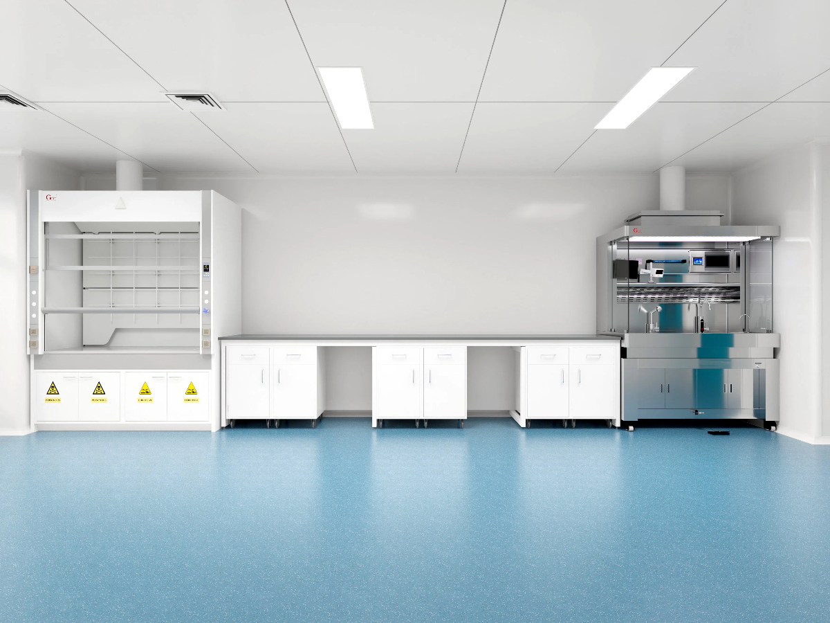 Pathology laboratory design workflow showing functional zoning, space planning, workflow direction, ventilation requirements, and compliance standards for histopathology laboratory construction.